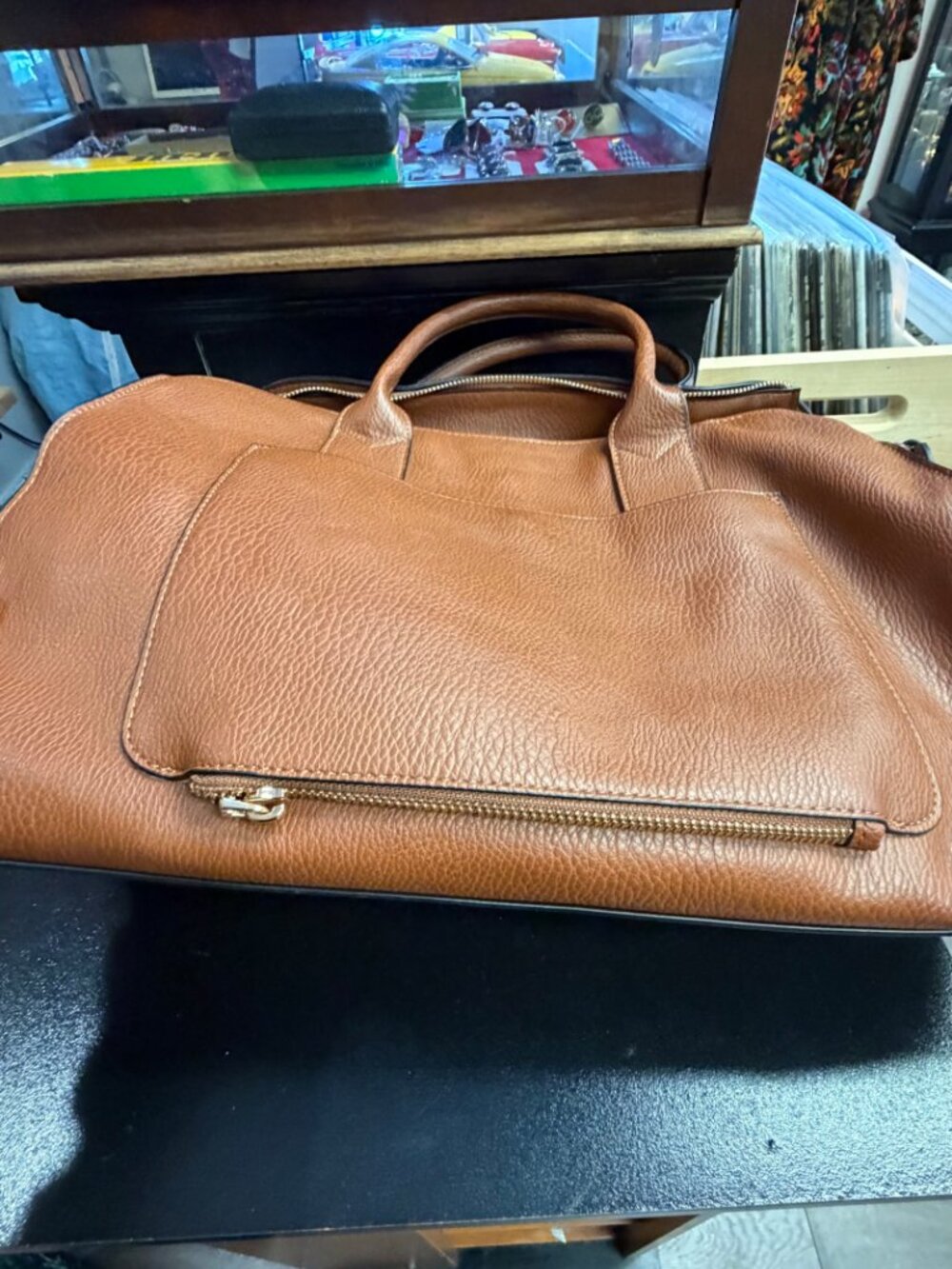 Poppy & Peonies Effortless Cognac Vegan Leather Satchel Bag NWT - Picture 10 of 11